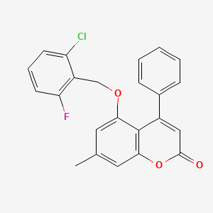 molecular formula C23H16ClFO3 B11157047 5-[(2-chloro-6-fluorobenzyl)oxy]-7-methyl-4-phenyl-2H-chromen-2-one 