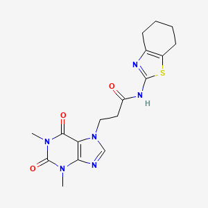 molecular formula C17H20N6O3S B11157094 3-(1,3-dimethyl-2,6-dioxo-1,2,3,6-tetrahydro-7H-purin-7-yl)-N-(4,5,6,7-tetrahydro-1,3-benzothiazol-2-yl)propanamide 