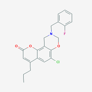 6-chloro-9-(2-fluorobenzyl)-4-propyl-9,10-dihydro-2H,8H-chromeno[8,7-e][1,3]oxazin-2-one