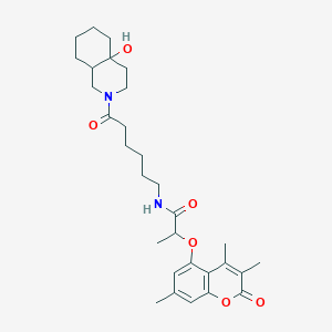 molecular formula C30H42N2O6 B11157147 N-[6-(4a-hydroxyoctahydroisoquinolin-2(1H)-yl)-6-oxohexyl]-2-[(3,4,7-trimethyl-2-oxo-2H-chromen-5-yl)oxy]propanamide 