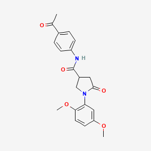 molecular formula C21H22N2O5 B11157221 N-(4-acetylphenyl)-1-(2,5-dimethoxyphenyl)-5-oxopyrrolidine-3-carboxamide 