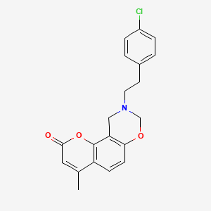 molecular formula C20H18ClNO3 B11157260 9-(4-chlorophenethyl)-4-methyl-9,10-dihydro-2H,8H-chromeno[8,7-e][1,3]oxazin-2-one 