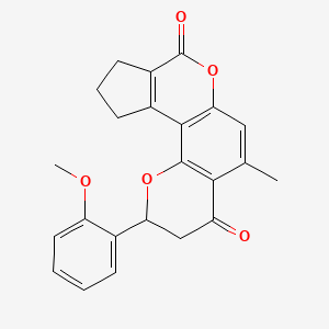 molecular formula C23H20O5 B11157261 2-(2-methoxyphenyl)-5-methyl-10,11-dihydro-2H-cyclopenta[c]pyrano[2,3-f]chromene-4,8(3H,9H)-dione 