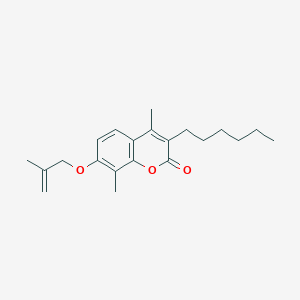 molecular formula C21H28O3 B11157280 3-hexyl-4,8-dimethyl-7-[(2-methylprop-2-en-1-yl)oxy]-2H-chromen-2-one 