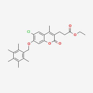 ethyl 3-{6-chloro-4-methyl-2-oxo-7-[(pentamethylbenzyl)oxy]-2H-chromen-3-yl}propanoate