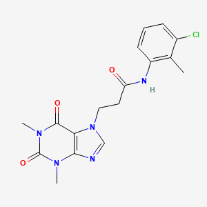 molecular formula C17H18ClN5O3 B11157328 N-(3-chloro-2-methylphenyl)-3-(1,3-dimethyl-2,6-dioxo-1,2,3,6-tetrahydro-7H-purin-7-yl)propanamide 