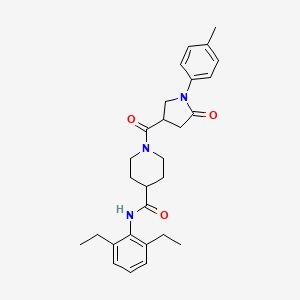 molecular formula C28H35N3O3 B11157363 N-(2,6-diethylphenyl)-1-{[1-(4-methylphenyl)-5-oxopyrrolidin-3-yl]carbonyl}piperidine-4-carboxamide 