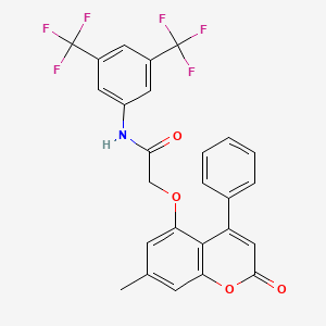 molecular formula C26H17F6NO4 B11157400 N-[3,5-bis(trifluoromethyl)phenyl]-2-[(7-methyl-2-oxo-4-phenyl-2H-chromen-5-yl)oxy]acetamide 