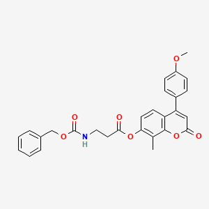 molecular formula C28H25NO7 B11157436 4-(4-methoxyphenyl)-8-methyl-2-oxo-2H-chromen-7-yl N-[(benzyloxy)carbonyl]-beta-alaninate 