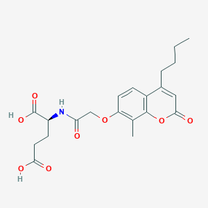 molecular formula C21H25NO8 B11157476 2-{2-[(4-Butyl-8-methyl-2-oxo-2H-chromen-7-YL)oxy]acetamido}pentanedioic acid 