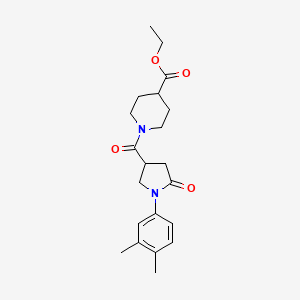 molecular formula C21H28N2O4 B11157491 Ethyl 1-[1-(3,4-dimethylphenyl)-5-oxopyrrolidine-3-carbonyl]piperidine-4-carboxylate 