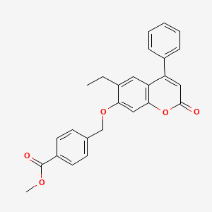 molecular formula C26H22O5 B11157512 methyl 4-{[(6-ethyl-2-oxo-4-phenyl-2H-chromen-7-yl)oxy]methyl}benzoate 