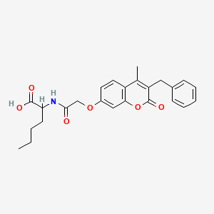 molecular formula C25H27NO6 B11157529 N-{[(3-benzyl-4-methyl-2-oxo-2H-chromen-7-yl)oxy]acetyl}norleucine 