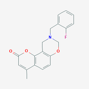 9-(2-fluorobenzyl)-4-methyl-9,10-dihydro-2H,8H-chromeno[8,7-e][1,3]oxazin-2-one