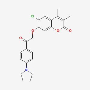 molecular formula C23H22ClNO4 B11157547 6-chloro-3,4-dimethyl-7-{2-oxo-2-[4-(pyrrolidin-1-yl)phenyl]ethoxy}-2H-chromen-2-one 