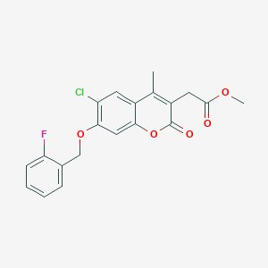 molecular formula C20H16ClFO5 B11157619 methyl {6-chloro-7-[(2-fluorobenzyl)oxy]-4-methyl-2-oxo-2H-chromen-3-yl}acetate 