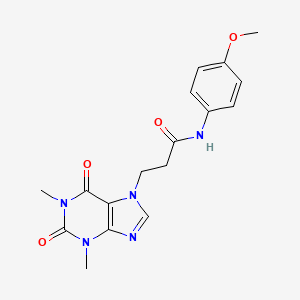 molecular formula C17H19N5O4 B11157638 3-(1,3-dimethyl-2,6-dioxo-1,2,3,6-tetrahydro-7H-purin-7-yl)-N-(4-methoxyphenyl)propanamide 