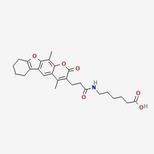 6-{[3-(4,11-dimethyl-2-oxo-6,7,8,9-tetrahydro-2H-[1]benzofuro[3,2-g]chromen-3-yl)propanoyl]amino}hexanoic acid