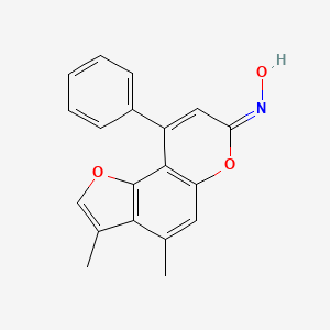 molecular formula C19H15NO3 B11157671 (7E)-N-hydroxy-3,4-dimethyl-9-phenyl-7H-furo[2,3-f]chromen-7-imine 