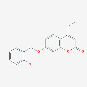 molecular formula C18H15FO3 B11157699 4-ethyl-7-[(2-fluorobenzyl)oxy]-2H-chromen-2-one 