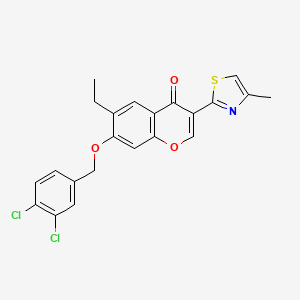 molecular formula C22H17Cl2NO3S B11157724 7-[(3,4-dichlorobenzyl)oxy]-6-ethyl-3-(4-methyl-1,3-thiazol-2-yl)-4H-chromen-4-one 