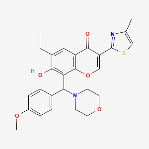 6-ethyl-7-hydroxy-8-[(4-methoxyphenyl)(morpholino)methyl]-3-(4-methyl-1,3-thiazol-2-yl)-4H-chromen-4-one