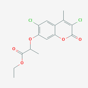 molecular formula C15H14Cl2O5 B11157839 ethyl 2-[(3,6-dichloro-4-methyl-2-oxo-2H-chromen-7-yl)oxy]propanoate 