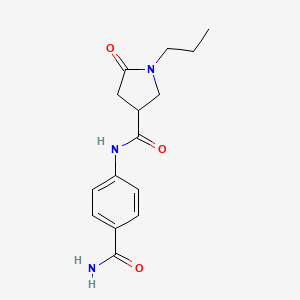 molecular formula C15H19N3O3 B11157856 N-(4-carbamoylphenyl)-5-oxo-1-propylpyrrolidine-3-carboxamide 