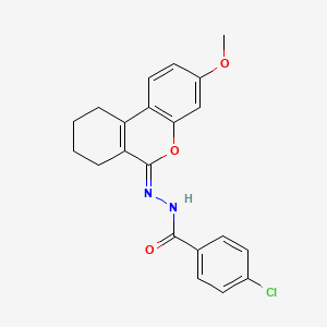 4-chloro-N'-[(6Z)-3-methoxy-7,8,9,10-tetrahydro-6H-benzo[c]chromen-6-ylidene]benzohydrazide