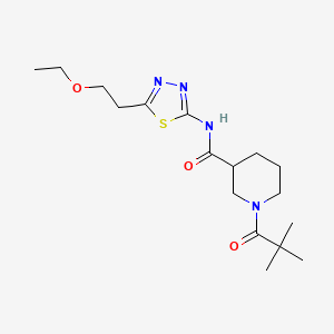 molecular formula C17H28N4O3S B11157888 1-(2,2-dimethylpropanoyl)-N-[5-(2-ethoxyethyl)-1,3,4-thiadiazol-2-yl]piperidine-3-carboxamide 