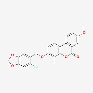 molecular formula C23H17ClO6 B11157890 3-[(6-chloro-1,3-benzodioxol-5-yl)methoxy]-8-methoxy-4-methyl-6H-benzo[c]chromen-6-one 