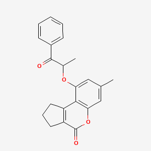 molecular formula C22H20O4 B11157897 7-methyl-9-(1-methyl-2-oxo-2-phenylethoxy)-2,3-dihydrocyclopenta[c]chromen-4(1H)-one 