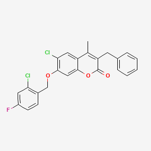 molecular formula C24H17Cl2FO3 B11157919 3-benzyl-6-chloro-7-[(2-chloro-4-fluorobenzyl)oxy]-4-methyl-2H-chromen-2-one 