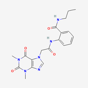 molecular formula C19H22N6O4 B11157936 2-{[(1,3-dimethyl-2,6-dioxo-1,2,3,6-tetrahydro-7H-purin-7-yl)acetyl]amino}-N-propylbenzamide 