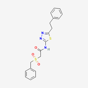 molecular formula C19H19N3O3S2 B11157940 2-(benzylsulfonyl)-N-[5-(2-phenylethyl)-1,3,4-thiadiazol-2-yl]acetamide 