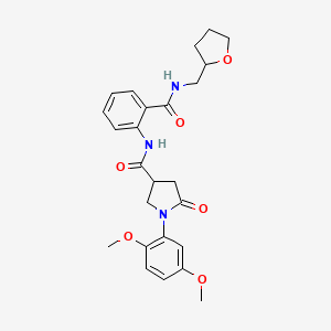 molecular formula C25H29N3O6 B11157973 1-(2,5-dimethoxyphenyl)-5-oxo-N-{2-[(tetrahydrofuran-2-ylmethyl)carbamoyl]phenyl}pyrrolidine-3-carboxamide 