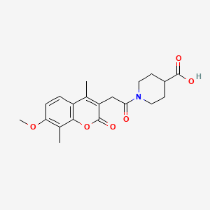 molecular formula C20H23NO6 B11158004 1-[(7-methoxy-4,8-dimethyl-2-oxo-2H-chromen-3-yl)acetyl]piperidine-4-carboxylic acid 