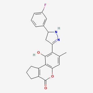 molecular formula C22H19FN2O3 B11158078 8-[5-(3-fluorophenyl)-4,5-dihydro-1H-pyrazol-3-yl]-9-hydroxy-7-methyl-2,3-dihydrocyclopenta[c]chromen-4(1H)-one 