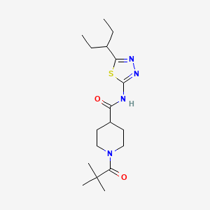 molecular formula C18H30N4O2S B11158103 1-(2,2-dimethylpropanoyl)-N-[5-(pentan-3-yl)-1,3,4-thiadiazol-2-yl]piperidine-4-carboxamide 