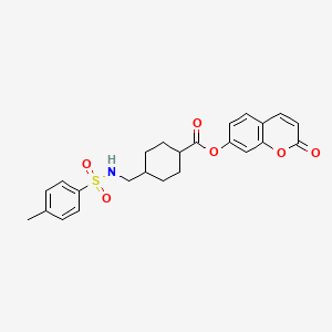 molecular formula C24H25NO6S B11158122 2-oxo-2H-chromen-7-yl 4-({[(4-methylphenyl)sulfonyl]amino}methyl)cyclohexanecarboxylate 