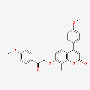 molecular formula C26H22O6 B11158215 4-(4-methoxyphenyl)-7-[2-(4-methoxyphenyl)-2-oxoethoxy]-8-methyl-2H-chromen-2-one 