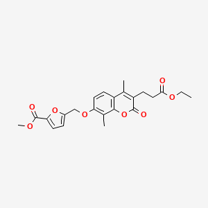 molecular formula C23H24O8 B11158224 methyl 5-({[3-(3-ethoxy-3-oxopropyl)-4,8-dimethyl-2-oxo-2H-chromen-7-yl]oxy}methyl)furan-2-carboxylate 