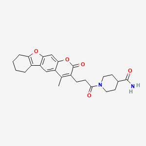 1-[3-(4-methyl-2-oxo-6,7,8,9-tetrahydro-2H-[1]benzofuro[3,2-g]chromen-3-yl)propanoyl]-4-piperidinecarboxamide