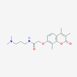 molecular formula C19H26N2O4 B11158259 N-[3-(dimethylamino)propyl]-2-[(3,4,8-trimethyl-2-oxo-2H-chromen-7-yl)oxy]acetamide 