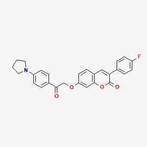 3-(4-fluorophenyl)-7-{2-oxo-2-[4-(pyrrolidin-1-yl)phenyl]ethoxy}-2H-chromen-2-one