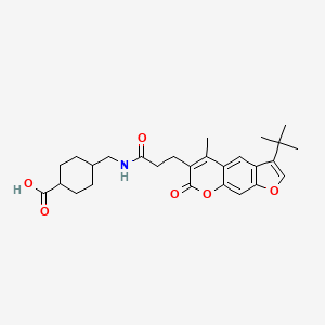 molecular formula C27H33NO6 B11158367 trans-4-({[3-(3-tert-butyl-5-methyl-7-oxo-7H-furo[3,2-g]chromen-6-yl)propanoyl]amino}methyl)cyclohexanecarboxylic acid 