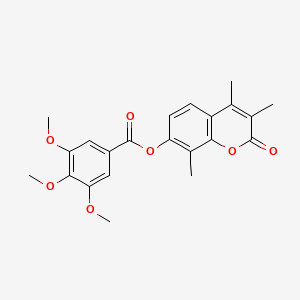 molecular formula C22H22O7 B11158407 3,4,8-trimethyl-2-oxo-2H-chromen-7-yl 3,4,5-trimethoxybenzoate 