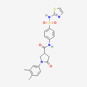 molecular formula C22H22N4O4S2 B11158413 1-(3,4-dimethylphenyl)-5-oxo-N-[4-(1,3-thiazol-2-ylsulfamoyl)phenyl]pyrrolidine-3-carboxamide 