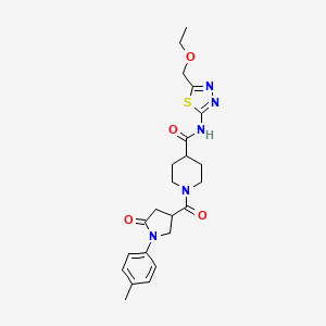 N-[5-(ethoxymethyl)-1,3,4-thiadiazol-2-yl]-1-[1-(4-methylphenyl)-5-oxopyrrolidine-3-carbonyl]piperidine-4-carboxamide