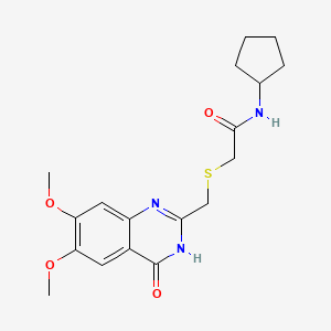 N-cyclopentyl-2-{[(4-hydroxy-6,7-dimethoxyquinazolin-2-yl)methyl]sulfanyl}acetamide